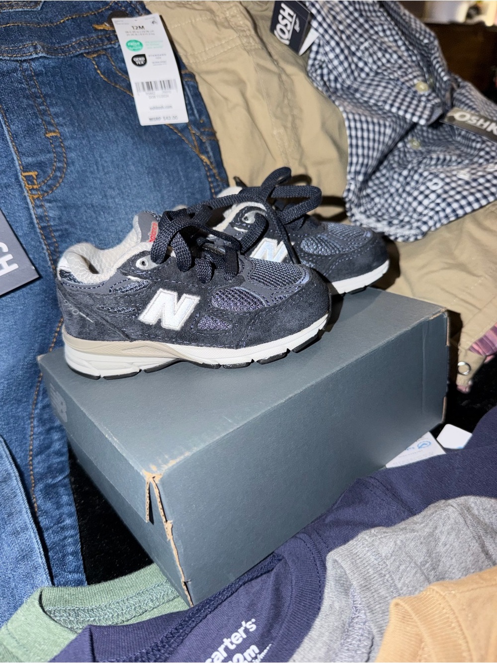 New Balance Kids Navy and Gray Athletic Sneakers
